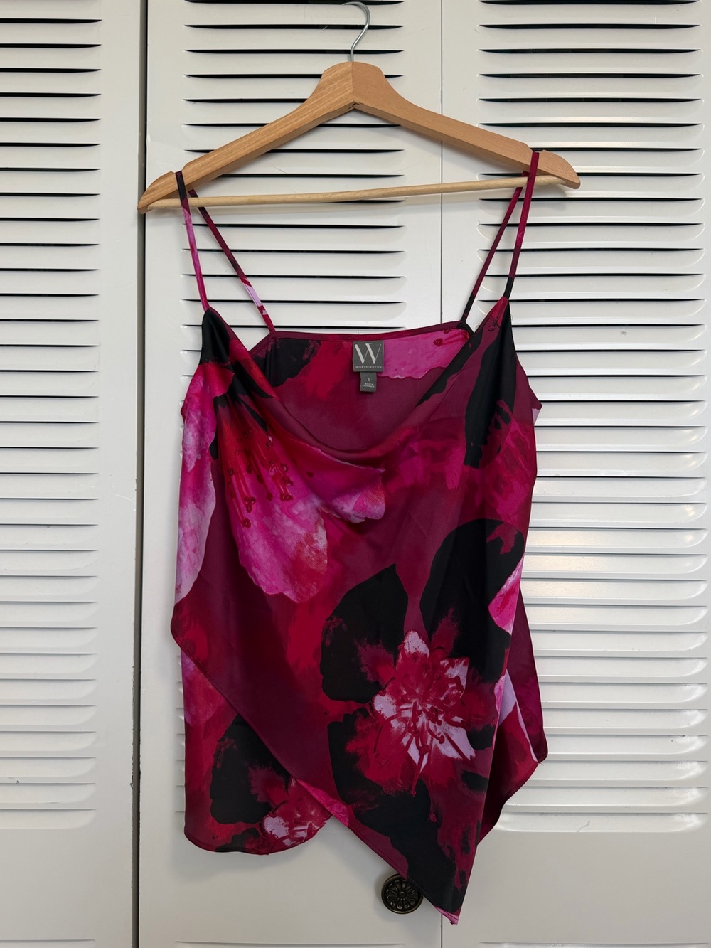Worthington Magenta & Black Floral Satin Cami